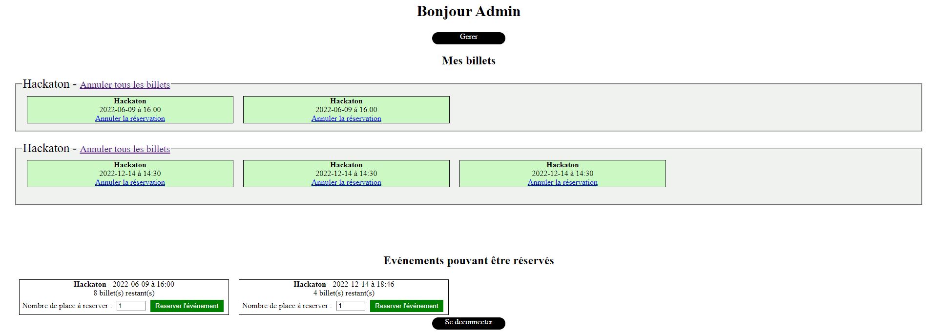 index du projet